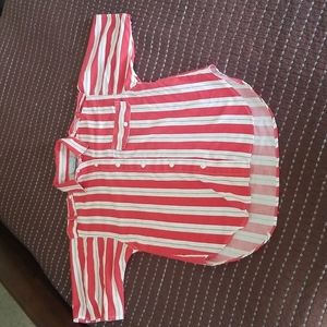 Super cute vintage top red and white striped 80s. Unisex.